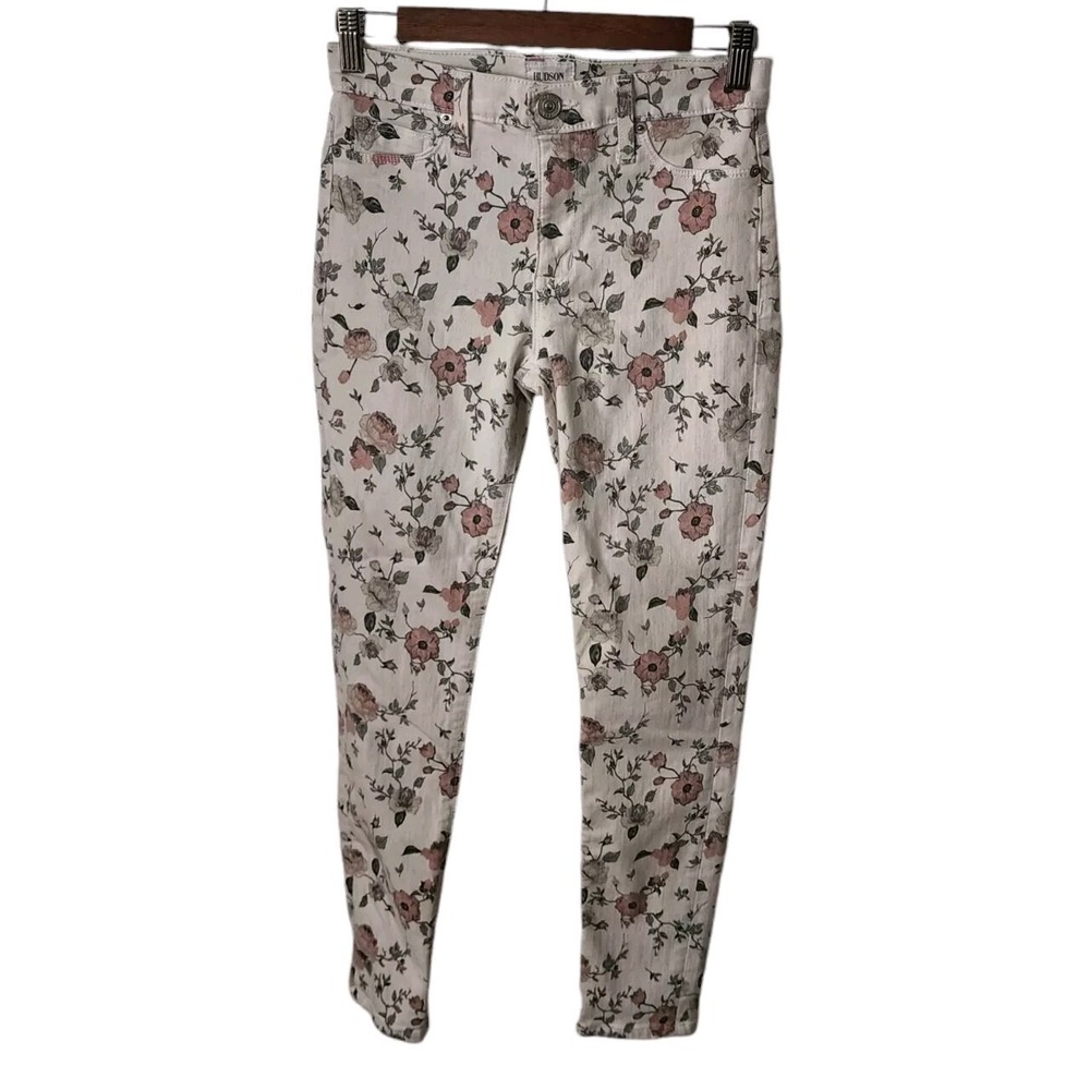 HUDSON Nico Mid Rise Ankle Spr Skinny Jeans in Suay Floral Made In USA Size 27
